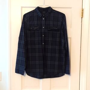 JCrew Black watch popover blouse, size 12